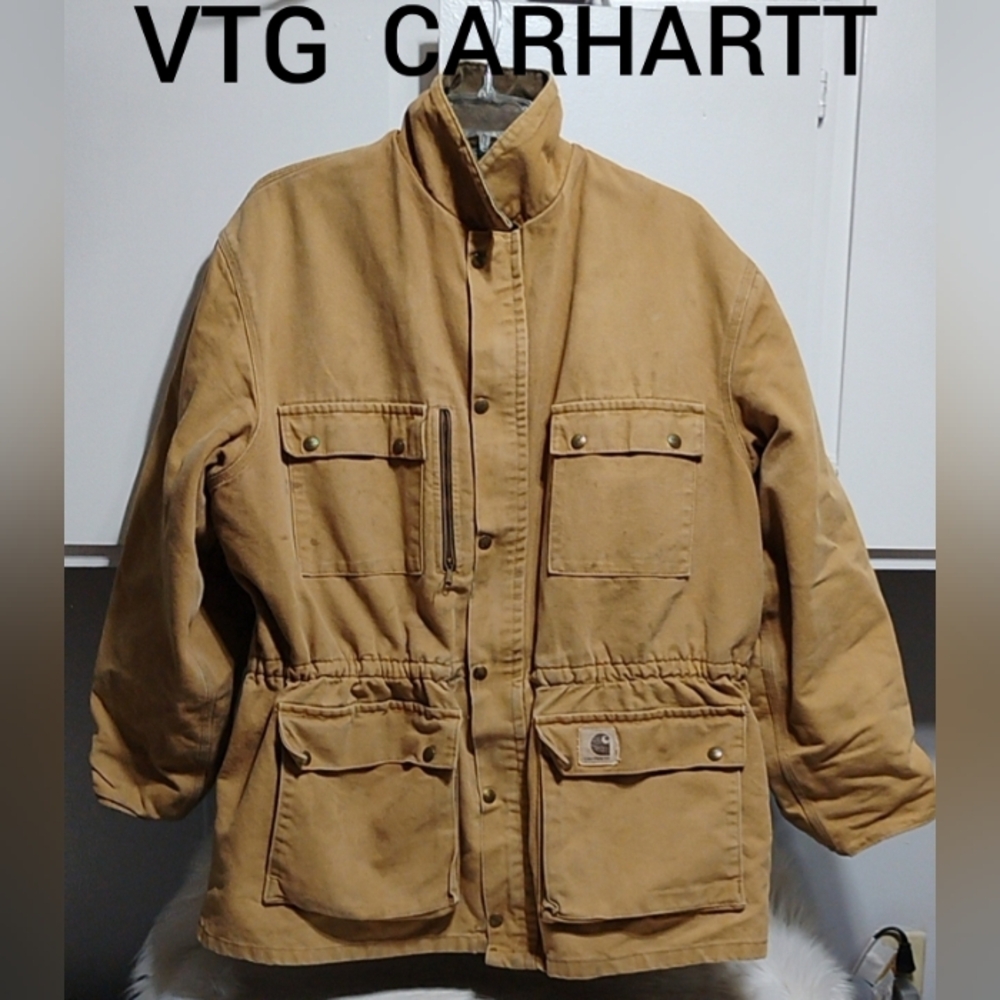 Carhartt Tan Men's Field Blanket Lined Duck Hunting Vtg Jacket (BX81) - Picture 1 of 11